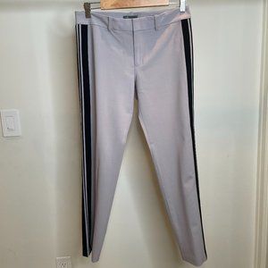 Vince  grey wool dress pants with black tuxedo stripe